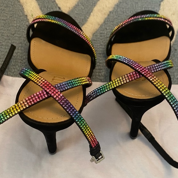 SCHUTZ Rainbow Rhinestone Strappy Heels - Picture 3 of 5